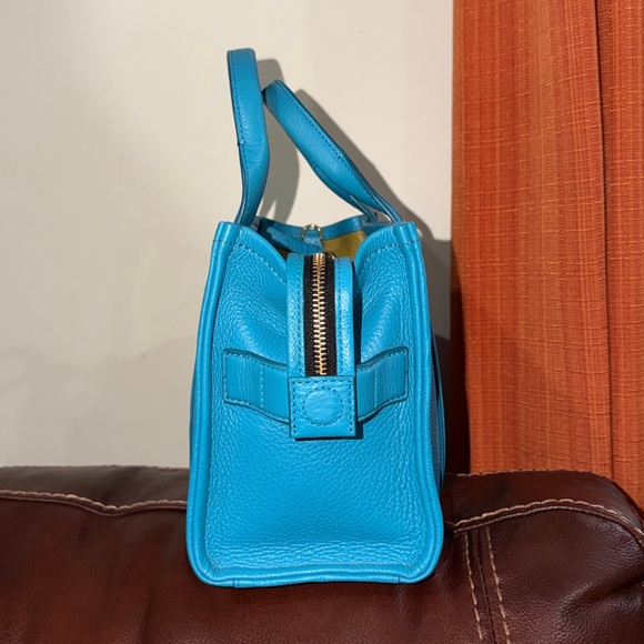 🔥🔥🔥Marc Jacobs Blue The Leather Small Tote Satchel Crossbody Bag - Picture 4 of 15